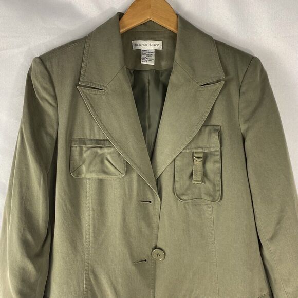 Vintage Newport News Barn Chore Blazer Jacket Women Size 4‎ Olive Green Utility - Picture 3 of 9